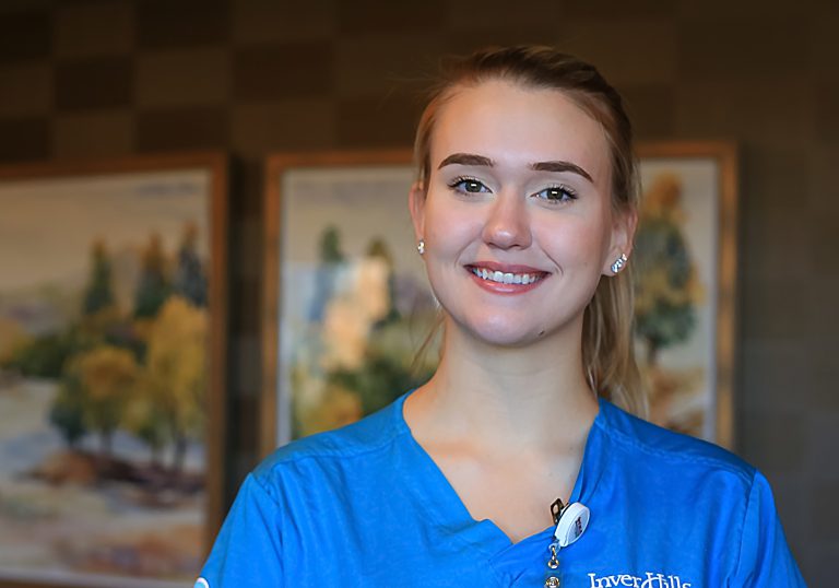 Inver Grove nursing student Hannah Mesmer at Saint Therese of Woodbury 