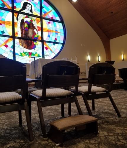 Kneelers at Saint Therese of Woodbury 
handmade by resident Harold Hansen.