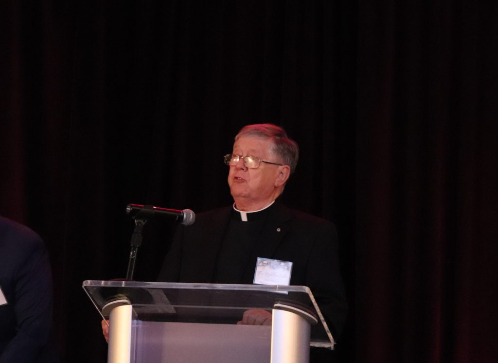 Fr. Matthew Ehmke speaking at the 
2019 Saint Therese Foundation Gala 